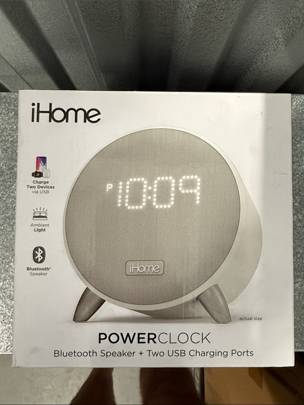 iHome PowerClock Bluetooth Speaker Alarm Clock - White and Silver